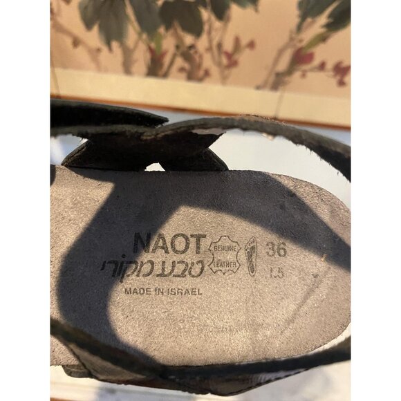 Naot Sandals Womens Size 36 Black Genuine Leather Comfort Israel Walking Shoes - Picture 4 of 6